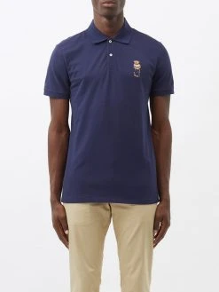 Polo Ralph Lauren Bear-embroidered Cotton-blend Jersey Polo Shirt