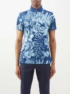 J.Lindeberg Martin Cotton-piqué Floral-print Polo Shirt