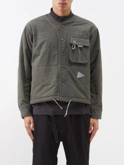 And Wander T/C Alpha Collarless Padded-shell Jacket